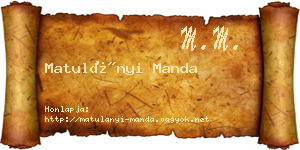 Matulányi Manda névjegykártya